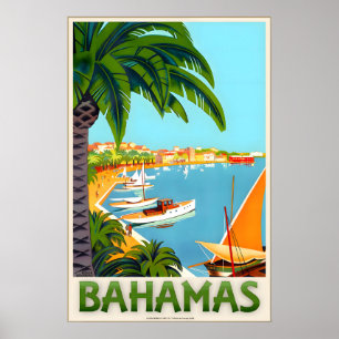 Poster Bahamas Caribe Tropical Cartaz de Viagem Roger