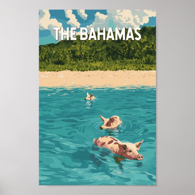 Poster Bahamas Ilustração Viagem Art Vintage (Frente)