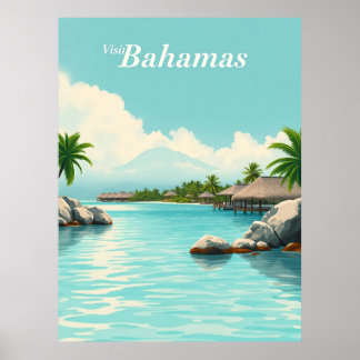 Poster Bahamas – Turquoise Waters Vintage Illustration