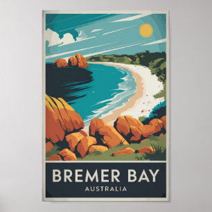 Poster Baía Bremer Austrália Ilustração Arte Viagem Retro