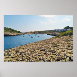 Poster Baía Costeira de Portinatx Ibiza com Barcos