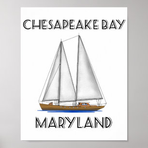 Poster Baía de Chesapeake Maryland do veleiro