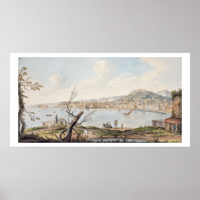 Pôster Baía de Nápoles a partir da costa marítima perto d (Frente)