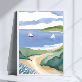 Poster Baía de Narragansett | Pintura em aquarela de barc