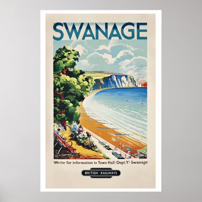 Poster Baía de Swanage, sudeste de Dorset, Inglaterra, Vi (Frente)