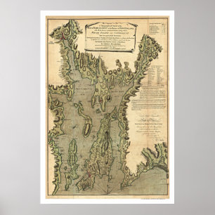 Poster Baía do mapa 1777 de Narraganset
