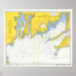 Poster Baía dos Buzzards do vintage, som do mapa do