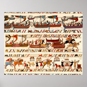 POSTER BAIEUX TAPESTRY 1066, KNIGHTS NORMANOS, NAVIOS VIK