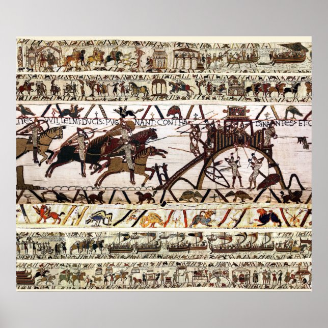 POSTER BAIEUX TAPESTRY SIEGE DE DINAN, ATAQUE AO CASTELO (Frente)