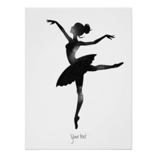 Pôster Bailarina aquarela charcoal elegante chique
