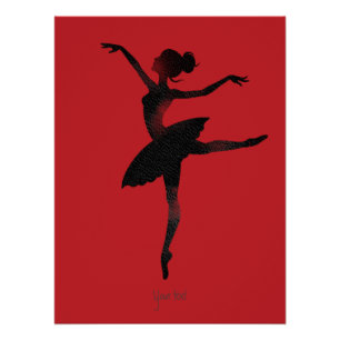 Pôster Bailarina aquarela charcoal elegante e sofisticada