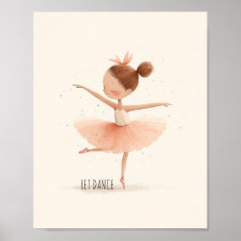 Poster Bailarina Bonita Dança de Ballet Aquarela