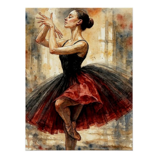 Pôster Bailarina de Ballet em Tutu,  (Frente)