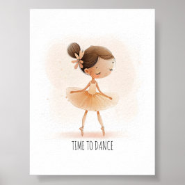 Poster Bailarina Fofa Hora do Ballet para Dançar Aquarela