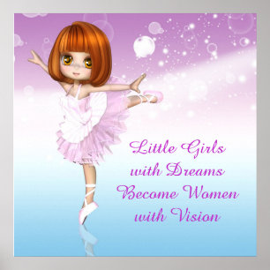 Poster Bailarina Inspiradora Citação de Sonho de Meninas