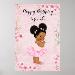 Poster Bailarina Menina Bebê Flores Rosa