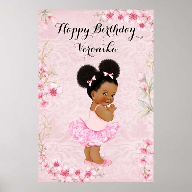 Poster Bailarina Menina Bebê Flores Rosa (Frente)