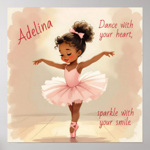 Poster Bailarina Menina com Tutu Rosa Personalizado
