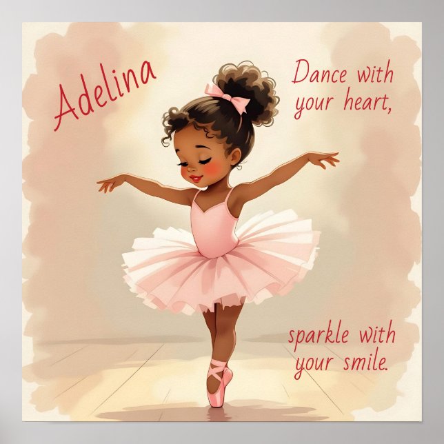 Poster Bailarina Menina com Tutu Rosa Personalizado (Frente)