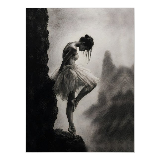 Pôster Bailarina na Borda do Penhasco Arte Dramática Mono (Frente)