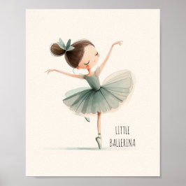 Poster Bailarina Pequenina Dança de Ballet Aquarela Fofa