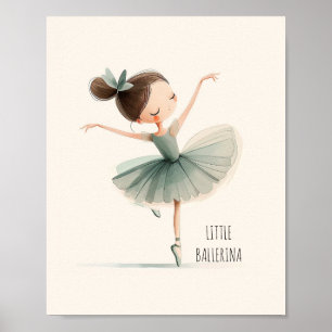 Poster Bailarina Pequenina Dança de Ballet Aquarela Fofa