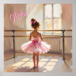 Poster Bailarina Personalizada com tema de Ballet em Rosa