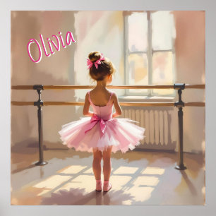 Poster Bailarina Personalizada com tema de Ballet em Rosa