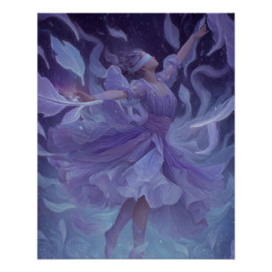Pôster Bailarina Violeta Etérea em Movimento de Sonho