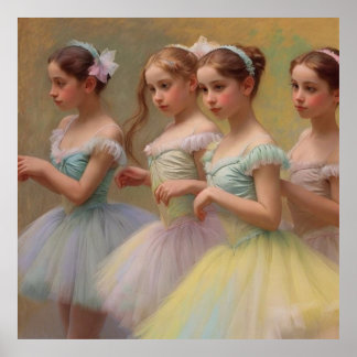 Poster Bailarinas en el estilo de Degas en tonos suaves