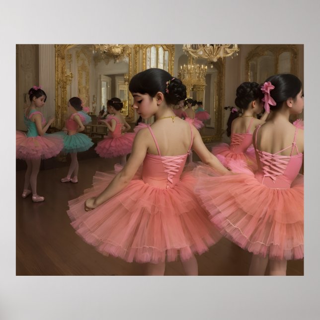 Poster Bailarinas en una gran sala de estilo rocóco (Frente)