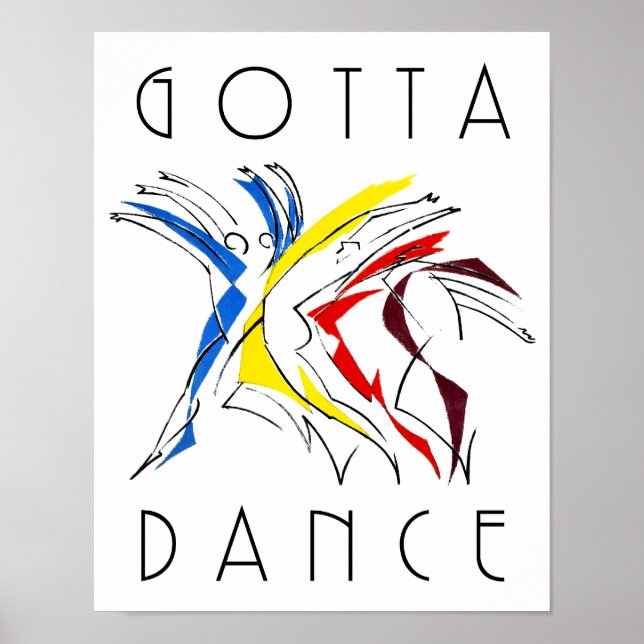 Pôster Bailarinos Abstratos Dançando - Arte para Amantes  (Frente)
