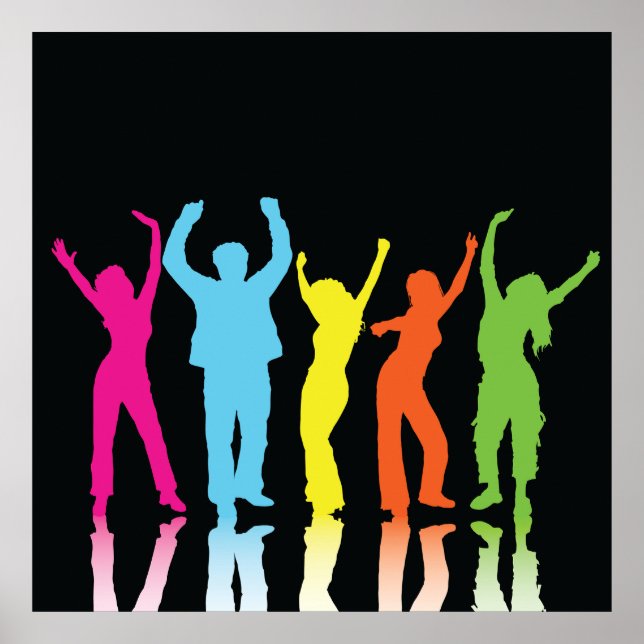 Poster Bailarinos Coloridos Dançando Ao Redor (Frente)