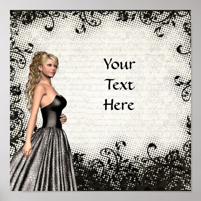 Pôster Baile de formatura de vestido preto (Frente)