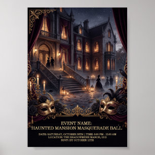 Poster Baile de Máscaras da Mansão Assombrada Gótica de H