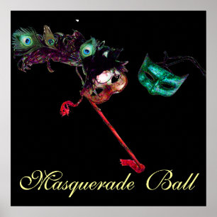 Poster BAILE DE MÁSCARAS DE CARNAVAL ,Preto