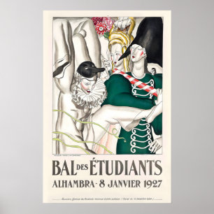 Poster Baile dos Estudantes Cartaz Moda Art Nouveau