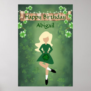 Poster Baile Irlandês Personalizado, Blon Hair Feliz Aniv
