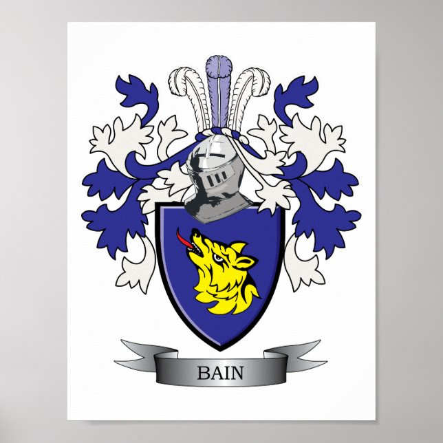 Poster Bain Family Crest Coat of Arms (Frente)