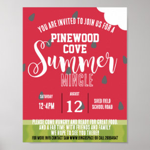 Poster bairro de festas de verão da melancia