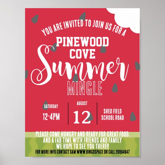 Poster bairro de festas de verão da melancia (Frente)