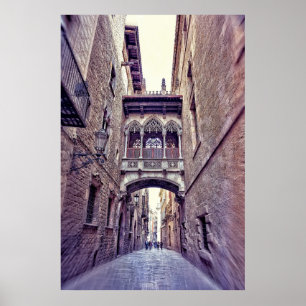 Poster Bairro gótico em Barcelona, Espanha