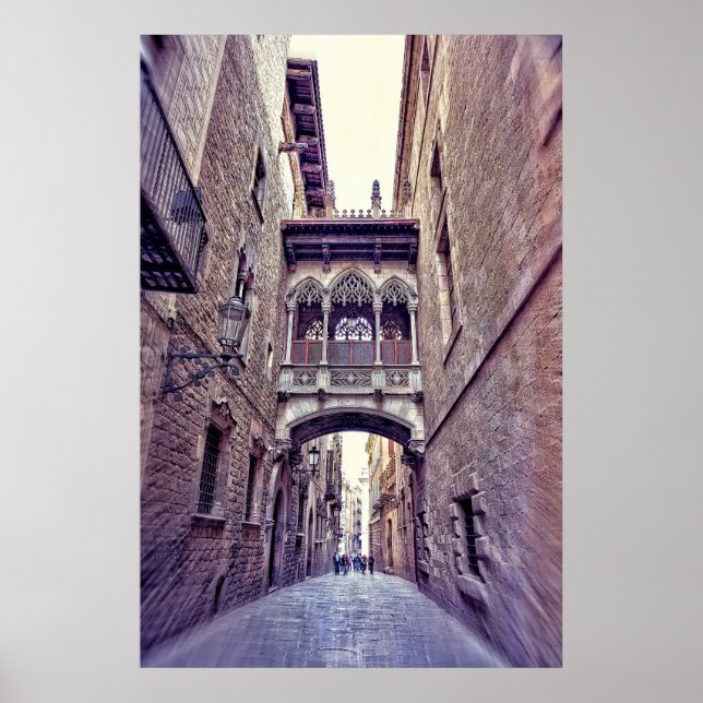 Poster Bairro gótico em Barcelona, Espanha (Frente)