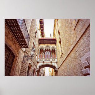 Poster Bairro gótico em Barcelona, Espanha