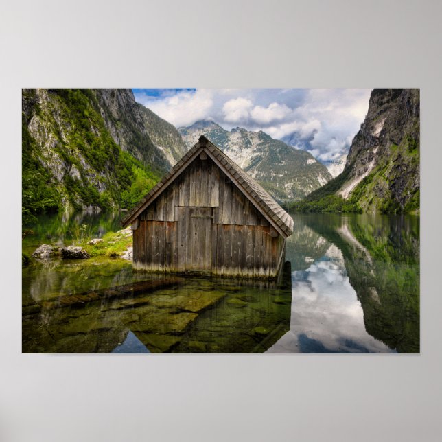 Poster Bairro no lago de Obersee nos Alpes na Alemanha (Frente)