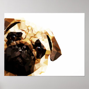 Poster Baixa arte poli do Pug