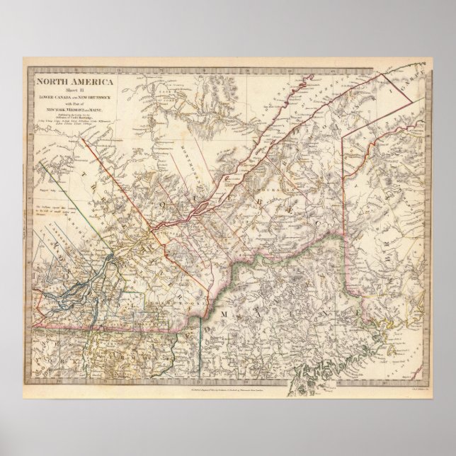 Pôster Baixa do Canadá, NB, NY, Vt, Maine (Frente)