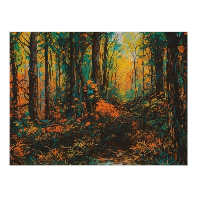 Pôster Baixamento Digital na Paisagem da Floresta Natural (Frente)