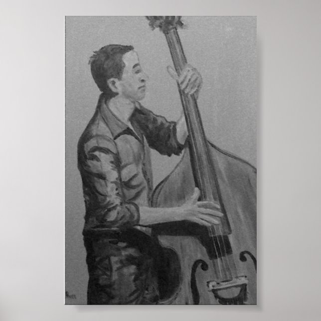 Poster Bajista Hombre O charcoil Trabalho de arte Impress (Frente)