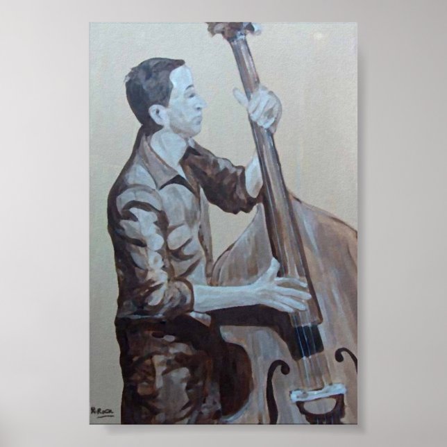 Poster Bajista Hombre Original Oils Trabalho de arte Impr (Frente)